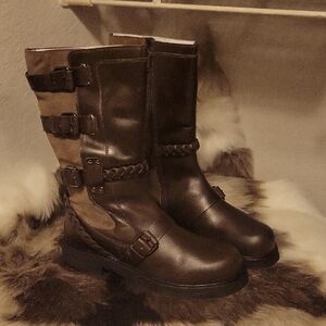 Free People Billie Buckle Boot Leather Women's Boots In Color Forest